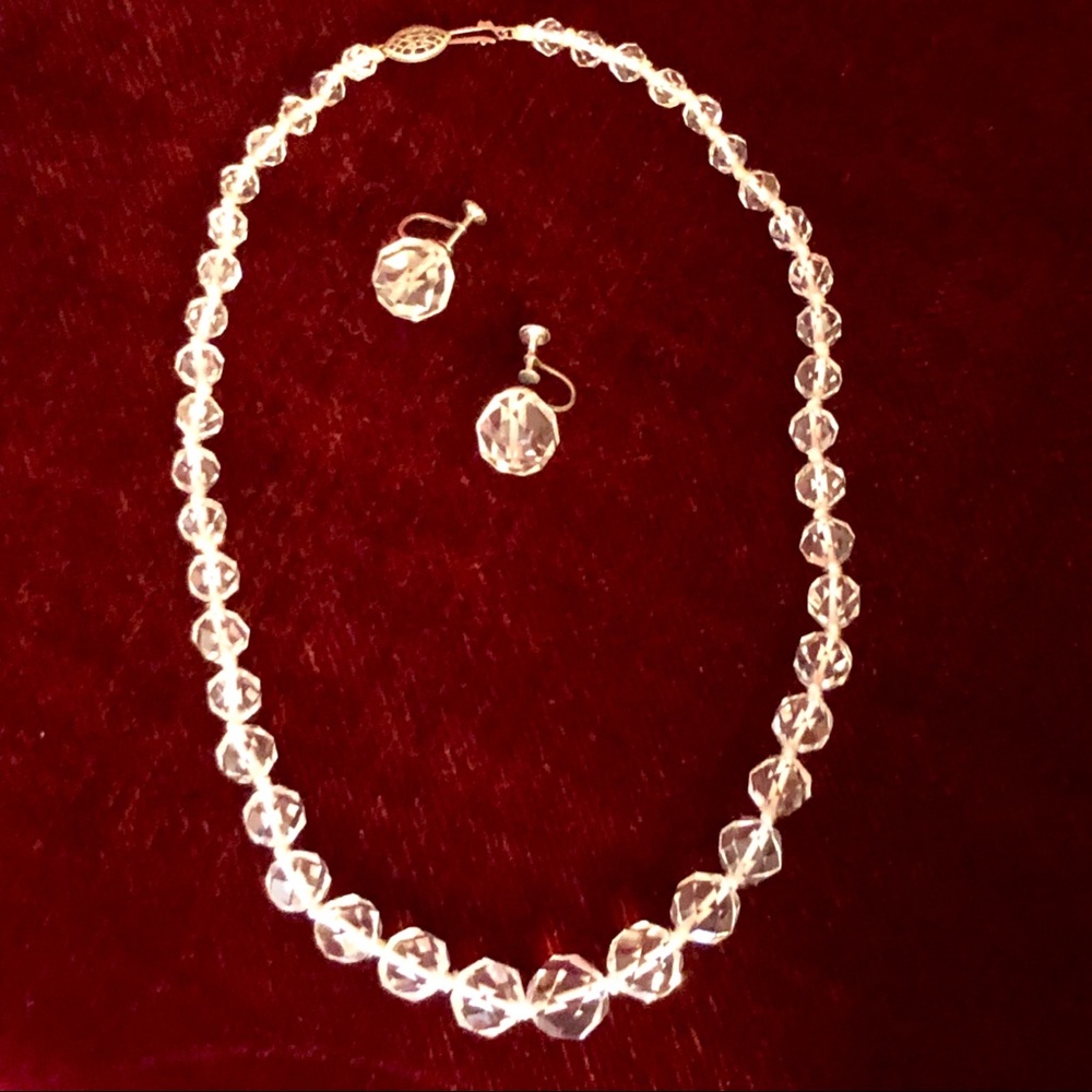 Antique vintage crystal beads sterling set